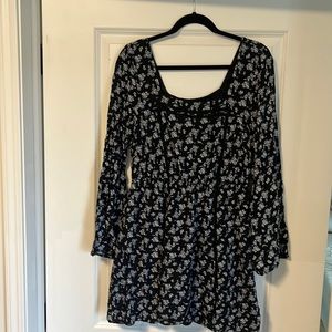 Black and white floral dress.